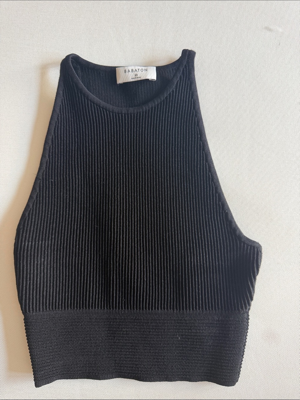 Babaton Black Ribbed High-Neck Tank